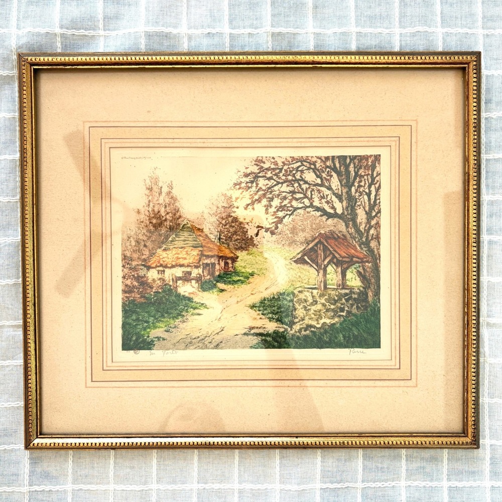 Paris Etching Society Pierre In the Forest Genuine Etching Framed 15x13